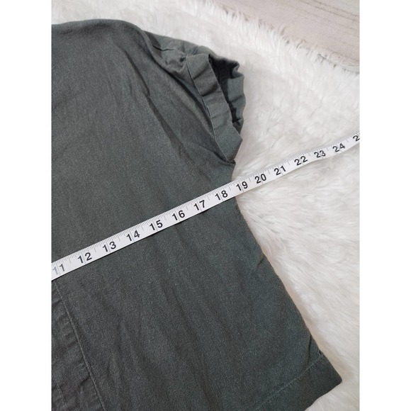 Universal Threads Womens Crop Top Boxy Minimalist Linen Blend V-Neck Green SZ XS - Picture 5 of 6